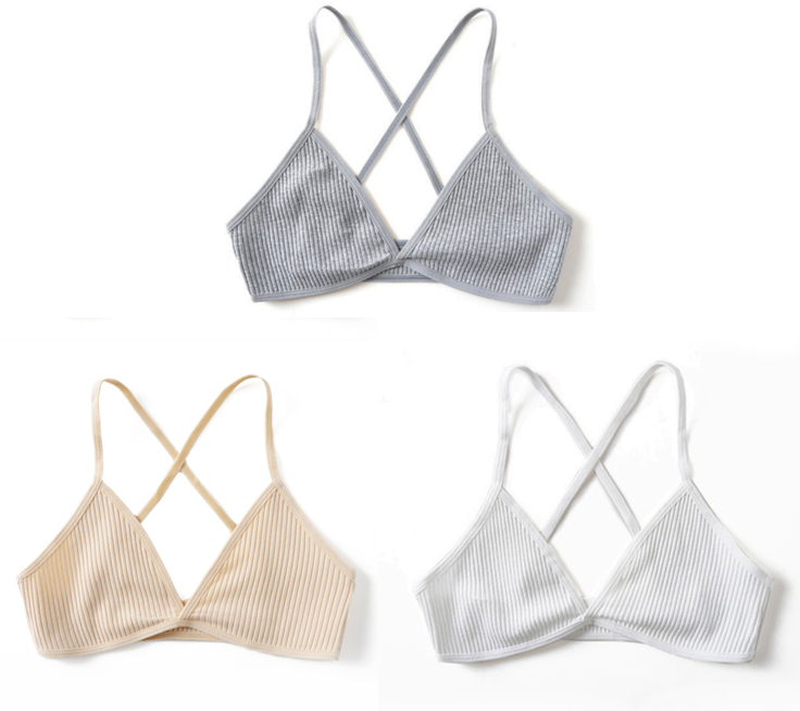 3pcs Comfort Cotton Bras  French Style Bralette