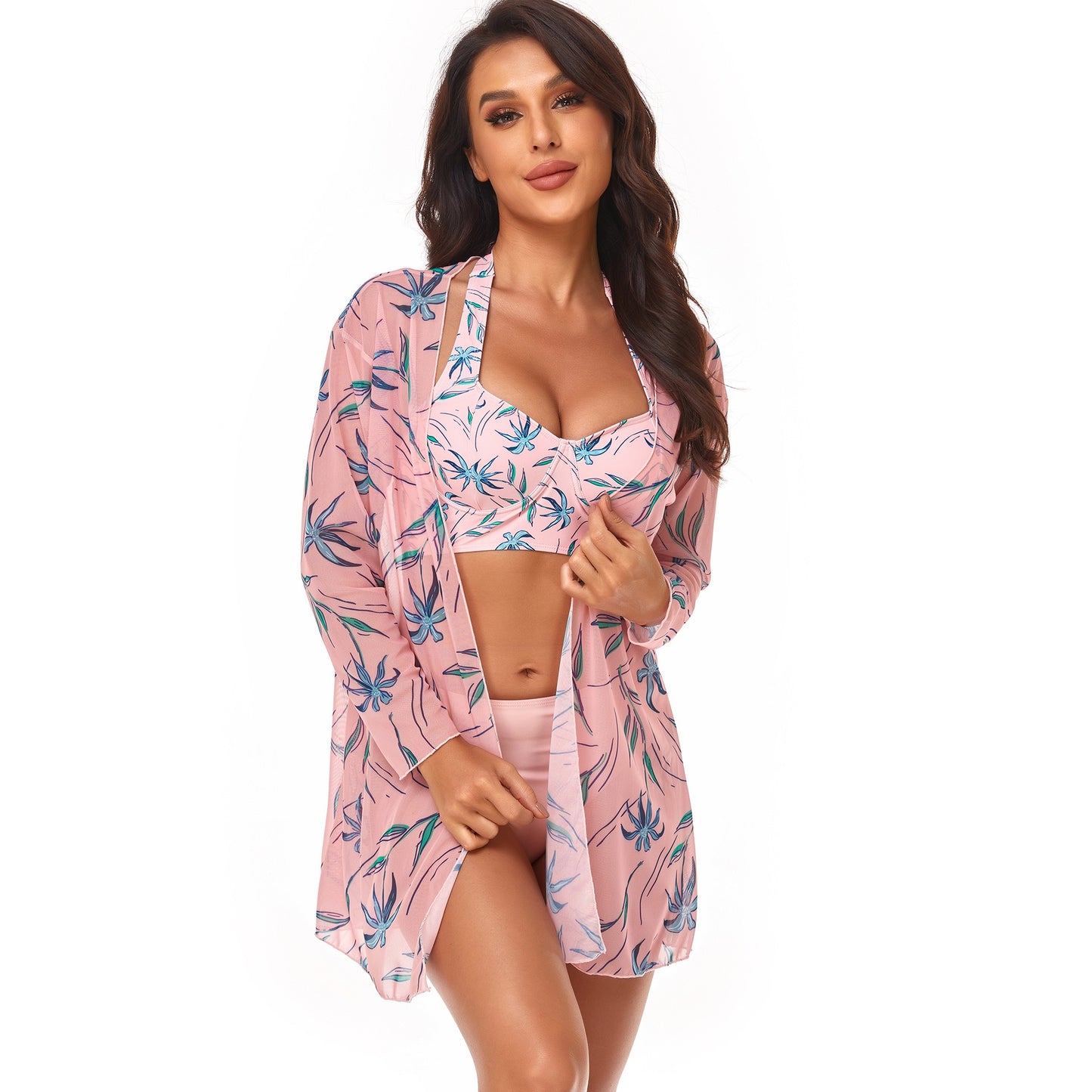 New Bikini Three Piece Beach Cover Up Hard Wrap Swimsuit Women