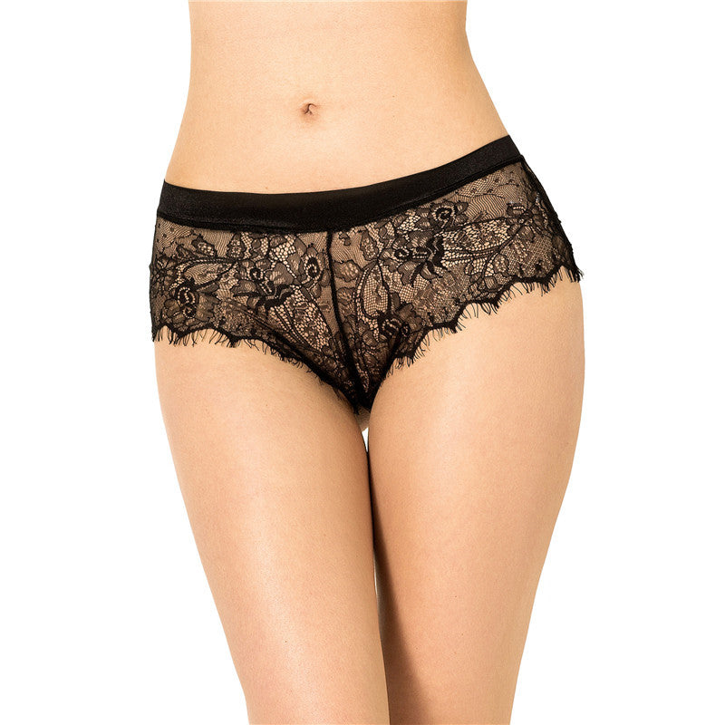 Panties Thin Transparent Lace Briefs Open Back Sexy Bragas Mujer Black Floral Lace Knickers