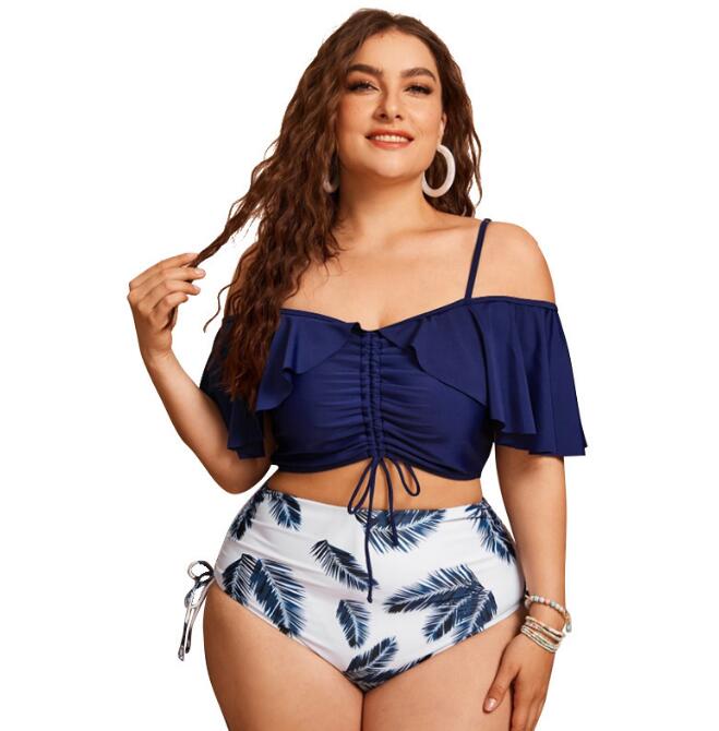 European  Women's Plus Size Ruffled Bikini Swimsuit