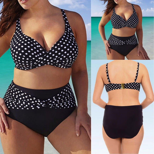 Polka Dot Split Swimsuit Sexy Plus Size