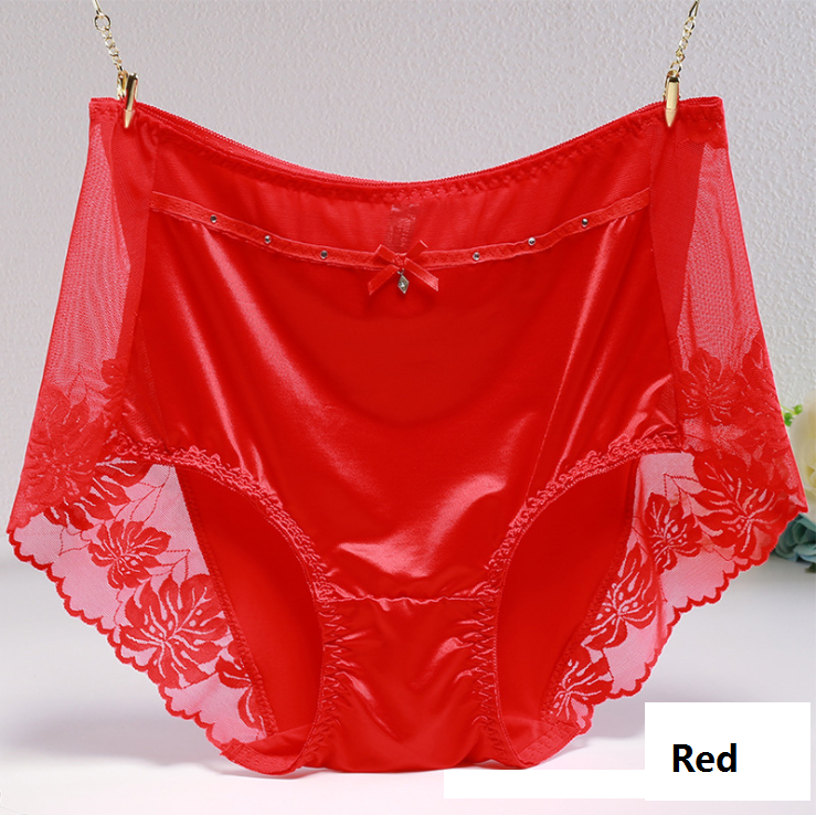 Plus Size Sexy Thin Transparent Lace Modal Cotton Panties with High Waist