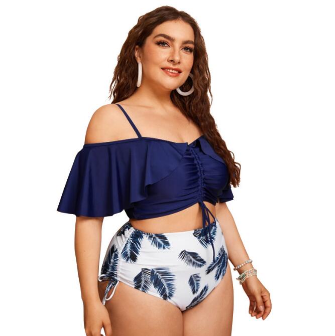 European  Women's Plus Size Ruffled Bikini Swimsuit