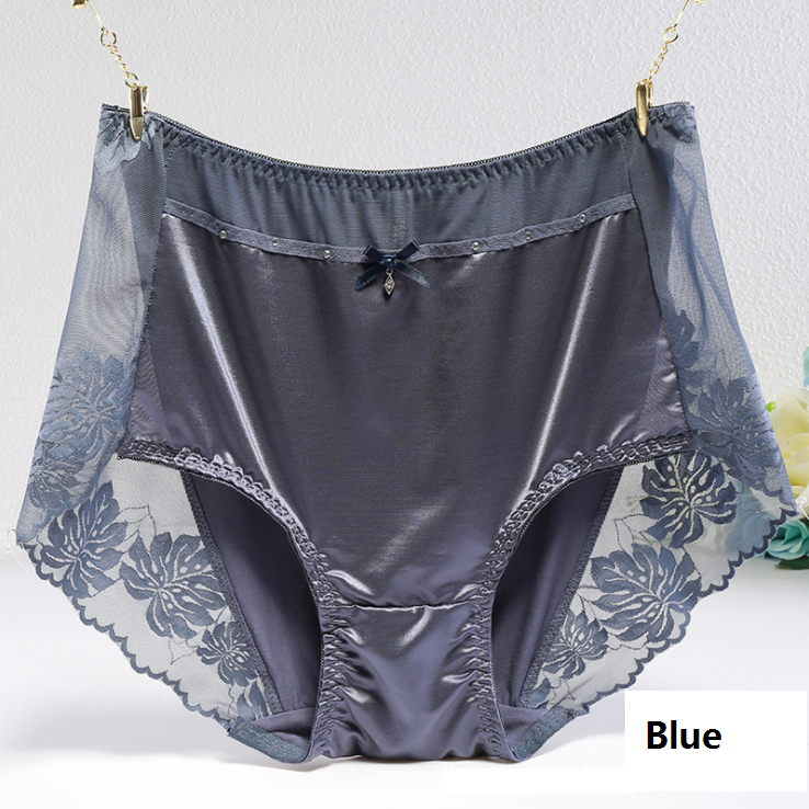 Plus Size Sexy Thin Transparent Lace Modal Cotton Panties with High Waist