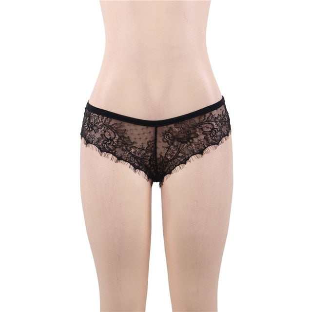 Panties Thin Transparent Lace Briefs Open Back Sexy Bragas Mujer Black Floral Lace Knickers