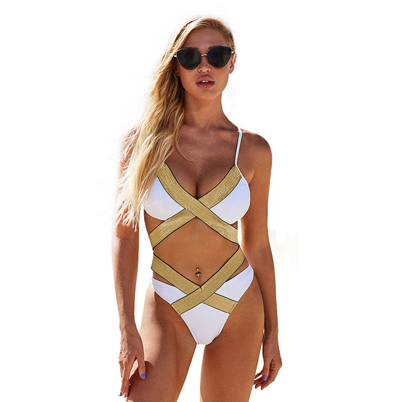 Bikini Sexy Cross Shower Back Split Swimsuit Women