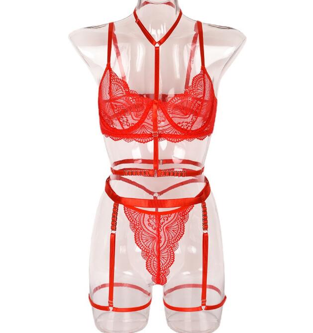 Three Piece Sexy Lingerie Halter Neck