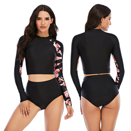 Surfwear Split Long Sleeve Ladies Swimsuit Sunscreen