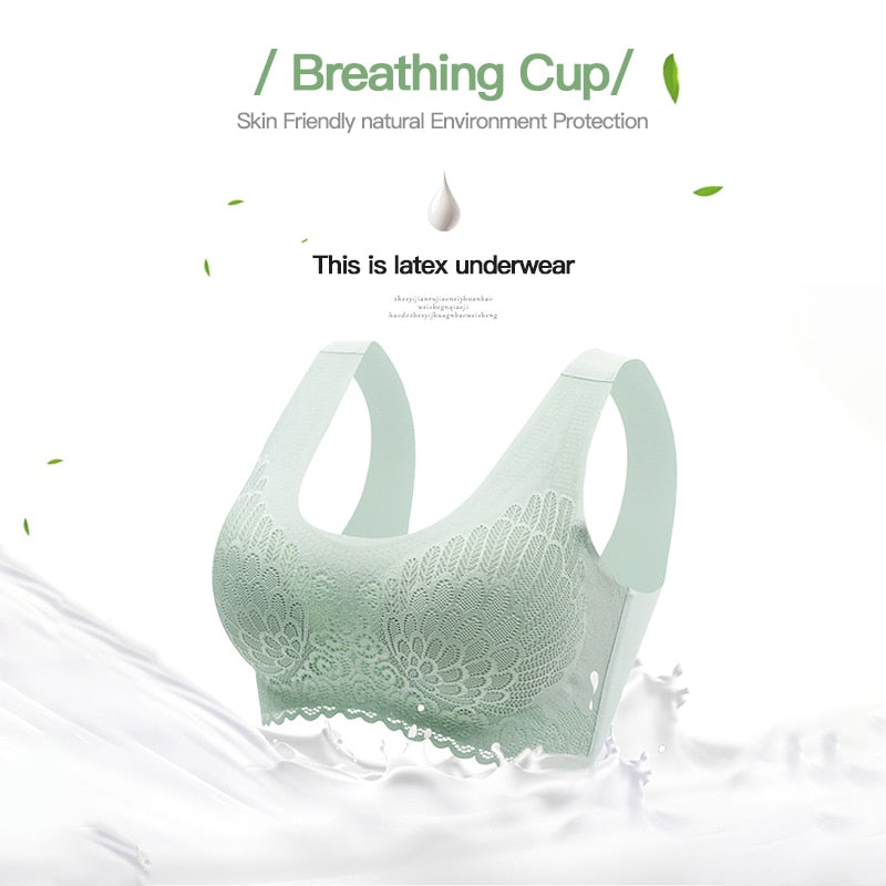 5D TH Latex Wireless Contour Breathable Underwear Sport  Bra M-4XL