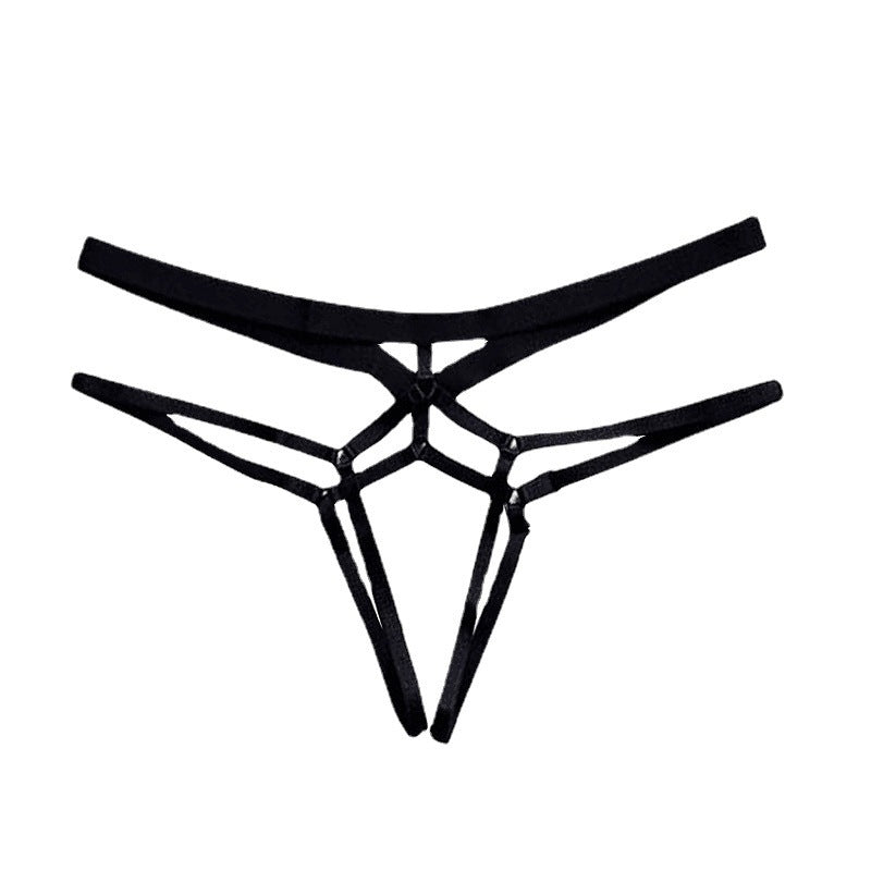 Sexy Open Panties Transparent Buttocks Lace Up Thong