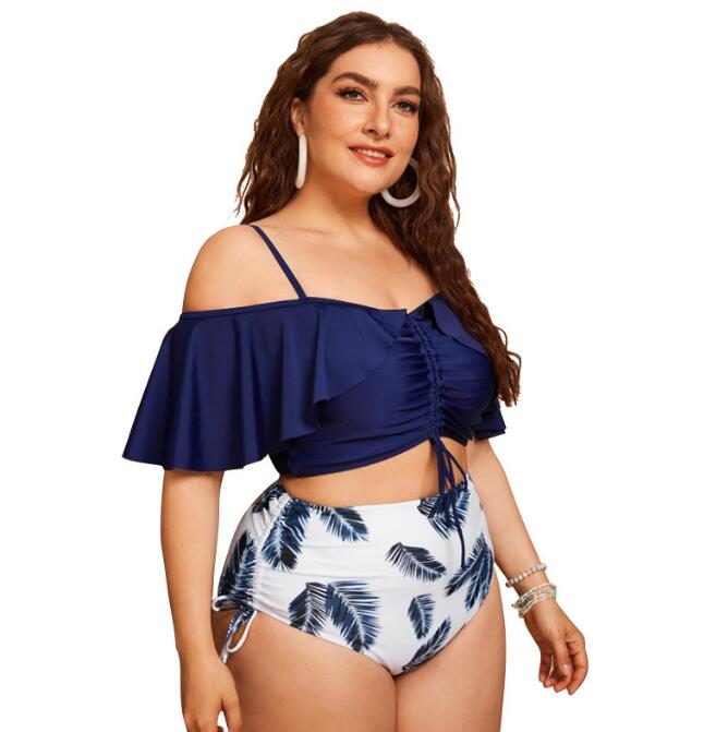 European  Women's Plus Size Ruffled Bikini Swimsuit