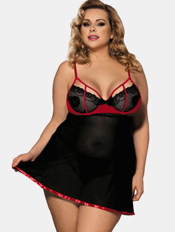 Curvy By Plazena Contrast Chest Babydoll