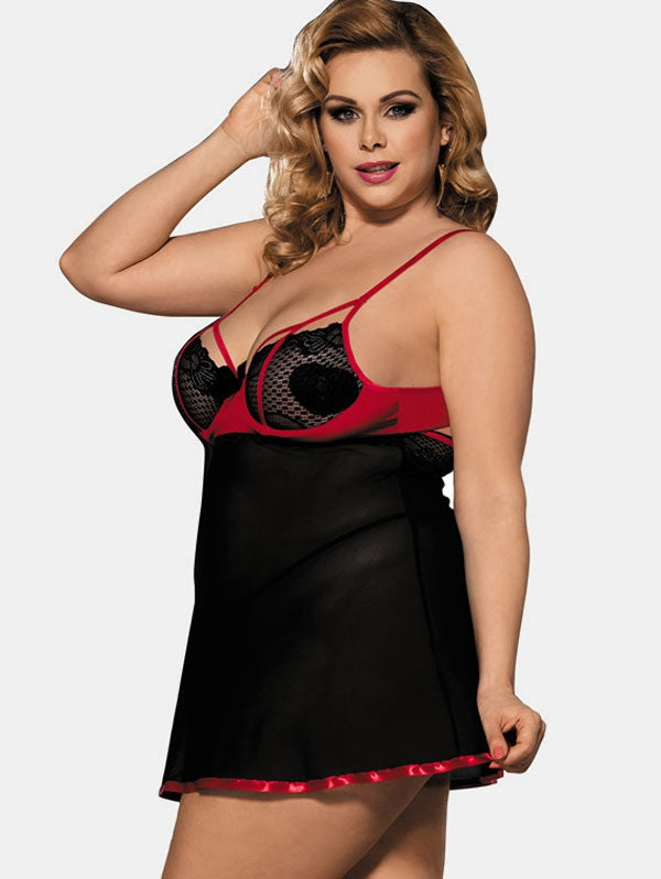 Curvy By Plazena Contrast Chest Babydoll