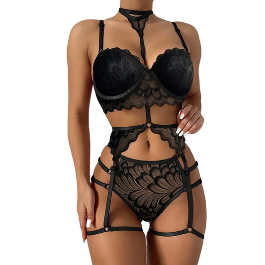 Sinful Elegance By Plazena Three Piece Set with Choker and Garter